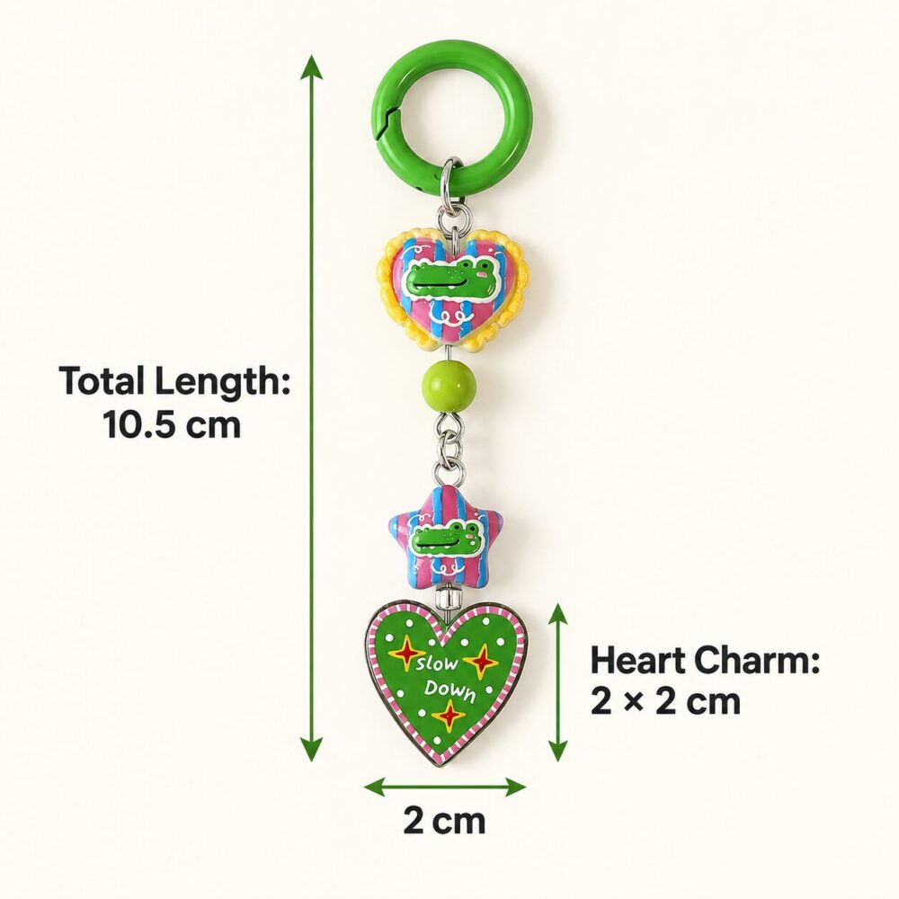 Cute Green Crocodile Heart Phone Charm