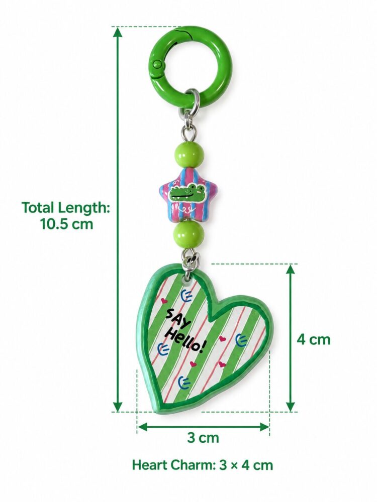 Green “Say Hello” Heart Keychain