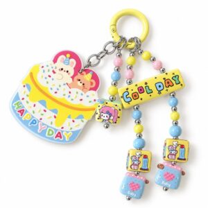13 cm Happy Day Cake Pastel Beaded Bag Charm