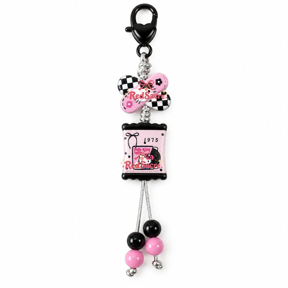 Cute Candy Style Pink & Black Bag Chain Charm - Y2K Sweet Gothic Phone Lanyard & Keychain (13cm)