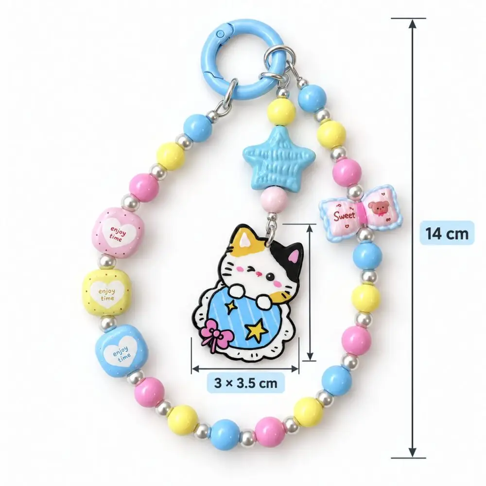 14 cm calico cat phone charm with 3 × 3.5 cm cartoon cat pendant redsacre002