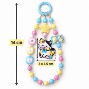 Yellow Star Calico Cat Beaded Phone & Bag Charm