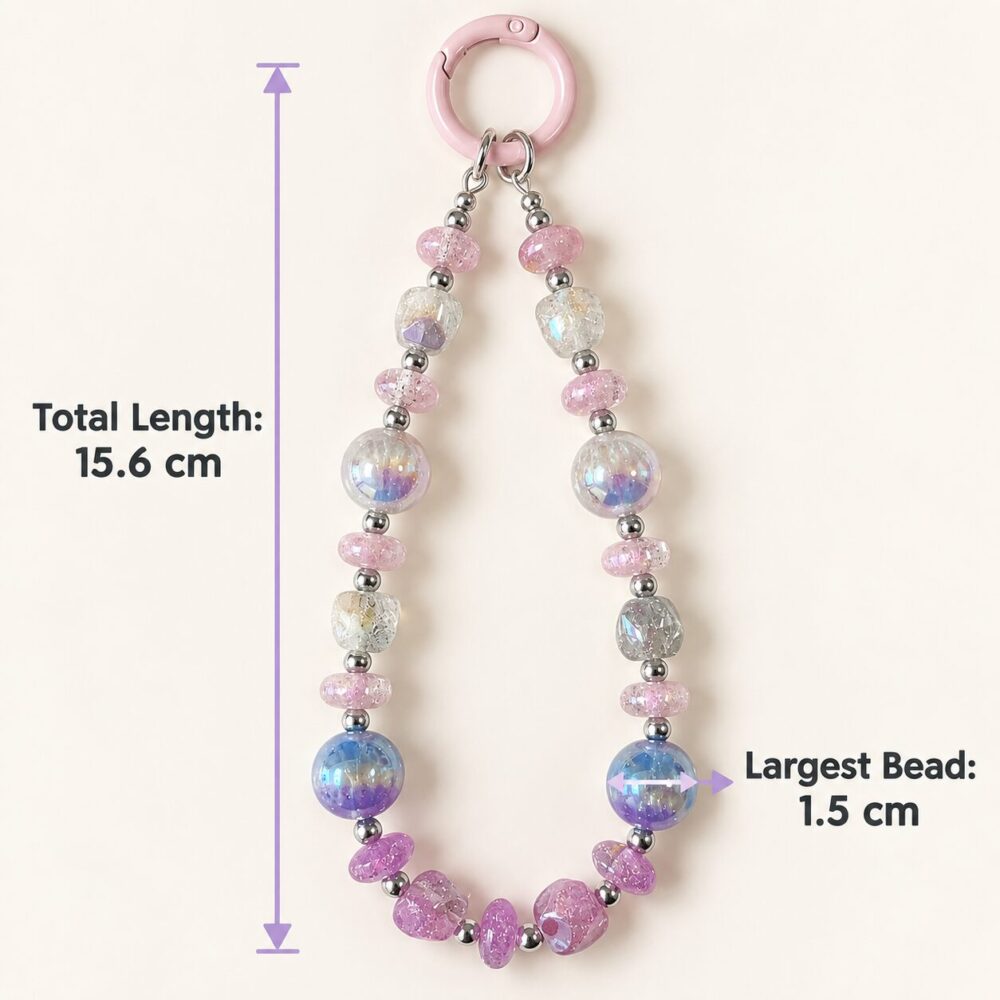 Dreamy Pink & Purple Crystal Beaded Phone Charm