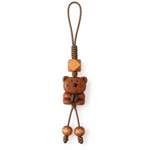15 cm Hand-Carved Wooden Bear Bag Charm Keychain