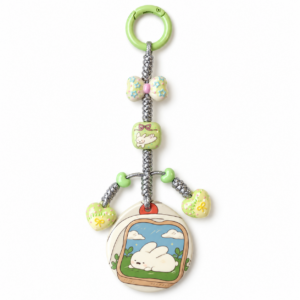 15 cm Pastel Green Sleepy Bunny Round Bag Charm