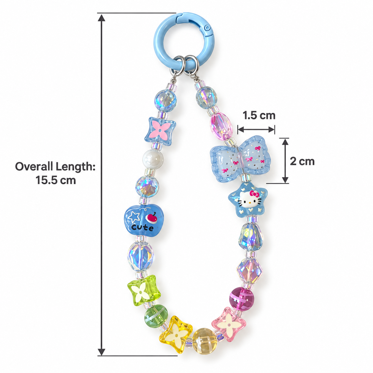 Blue Crystal Bow Beaded Bag Charm