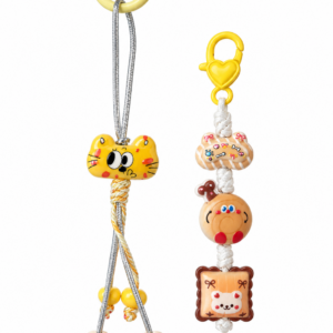 Cute Yellow Cat & Bear Charm Chains | Bag, Key and Water Bottle Accessories