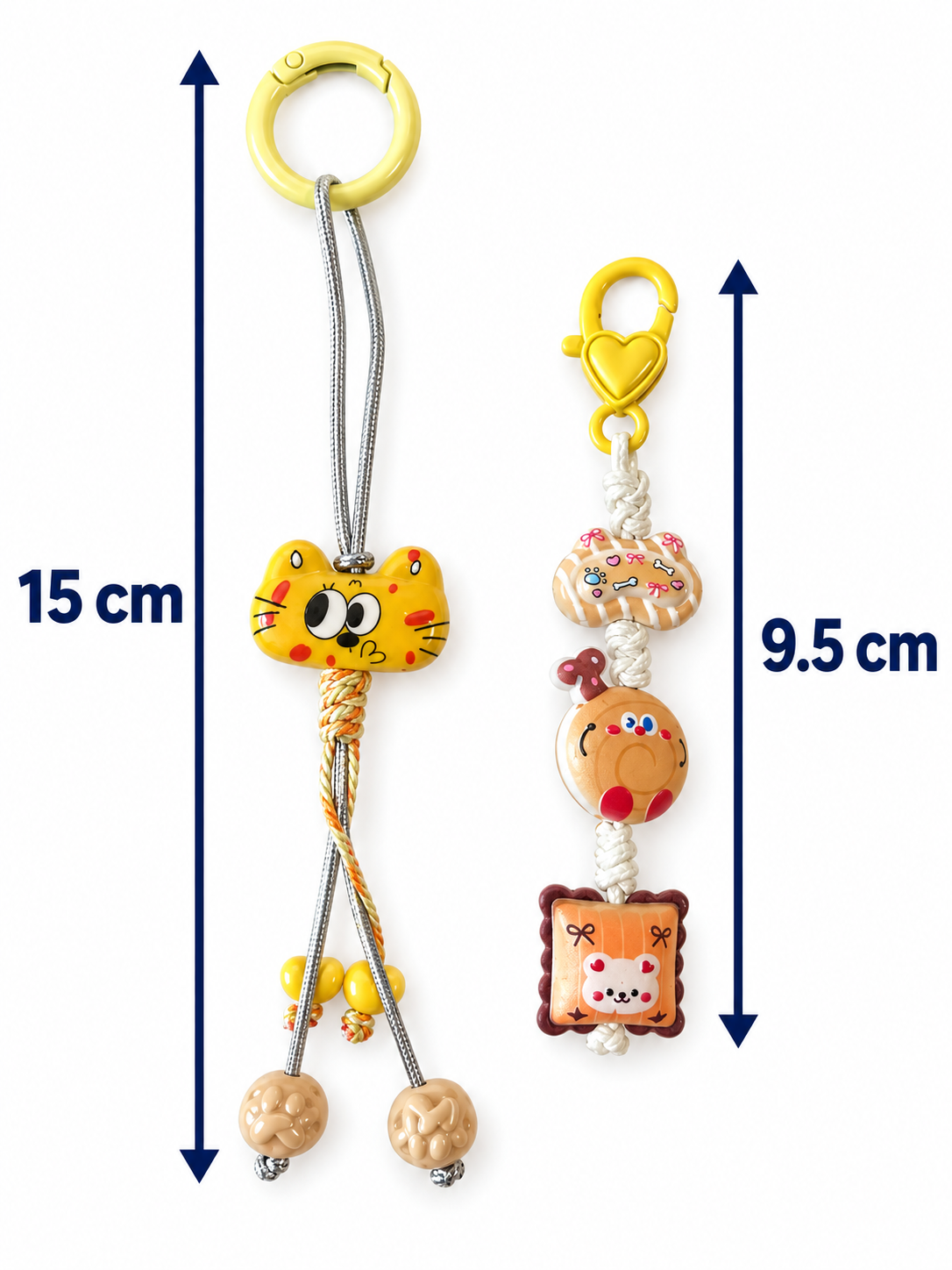 Cute Yellow Cat & Bear Charm Chains | Bag, Key and Water Bottle Accessories