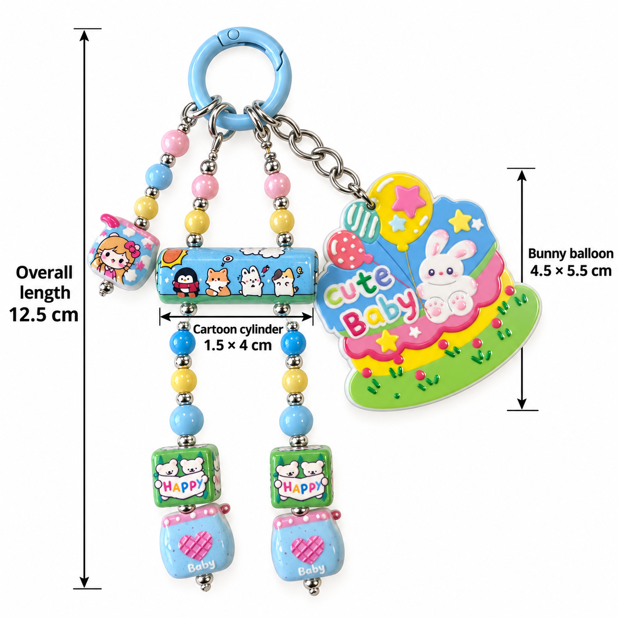 Pastel Bunny Balloon Beaded Charm