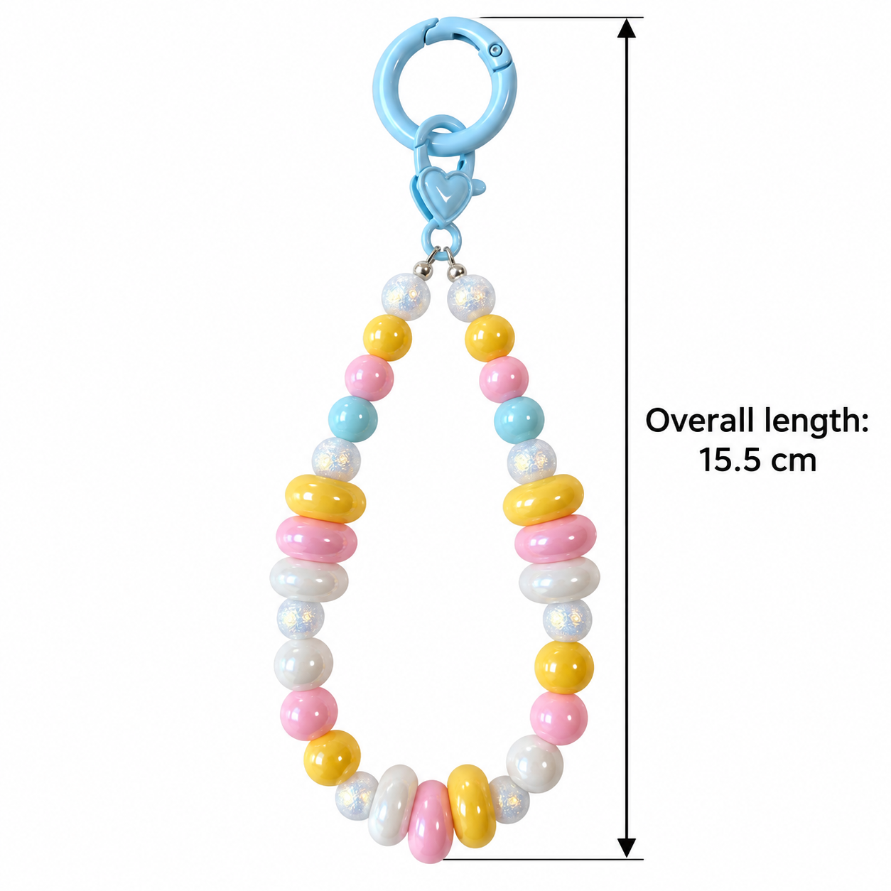 Pastel Heart Beaded Charm – Pink, Yellow & Blue Phone and Bag Accessory