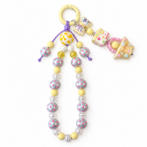 Pastel Polka Dot Beaded Bag Charm with Mini Pouch & Star | 16 cm Keychain Accessory