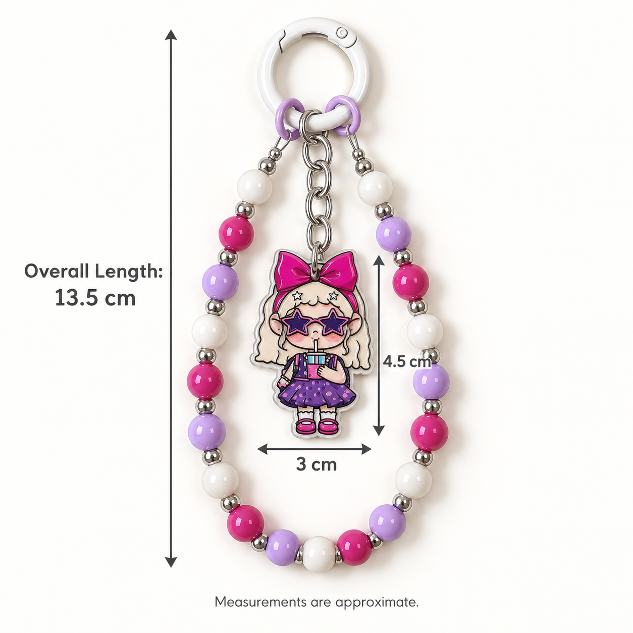 Purple Milk Tea Girl Beaded Bag Chain with Star Sunglasses