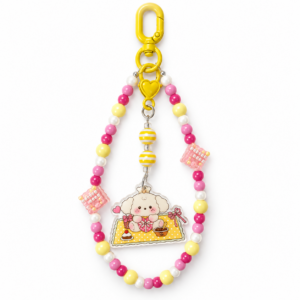 17 cm Pastel Picnic Puppy Beaded Bag Charm