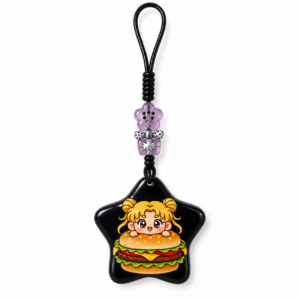 Black Star Hamburger Cartoon Bag Charm