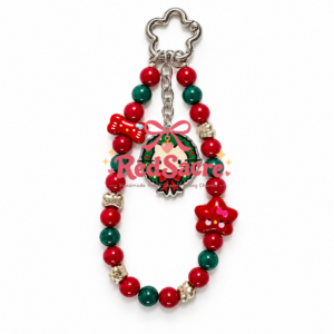 Christmas Cat Wreath Beaded Bag Charm
