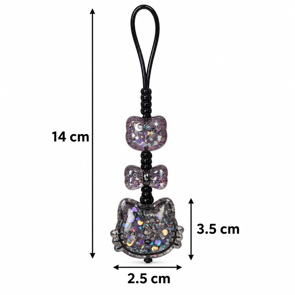 Dark Celestial Glitter Cat Bag Charm