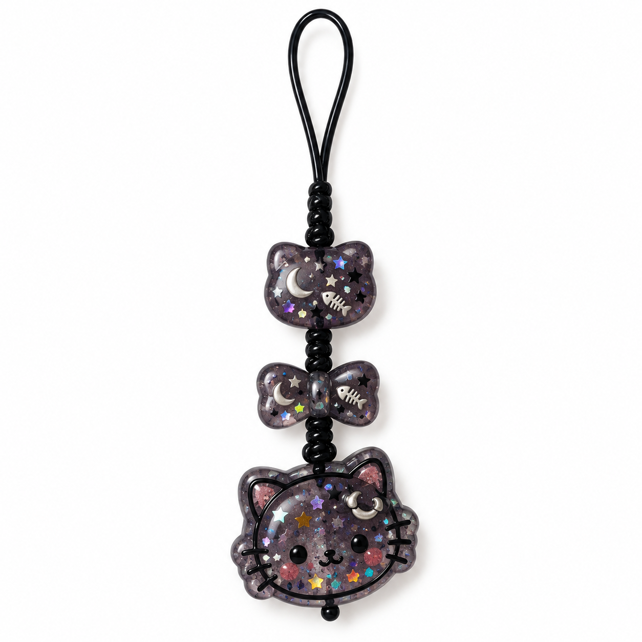 Dark Celestial Glitter Cat Bag Charm