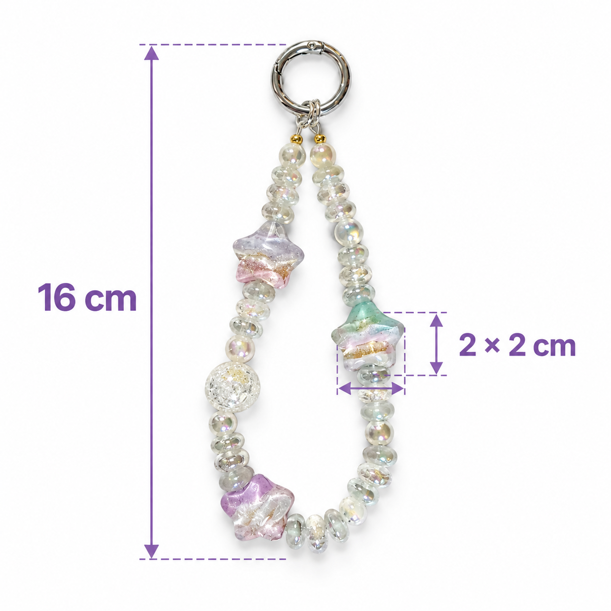Iridescent Crystal Star Beaded Bag Charm