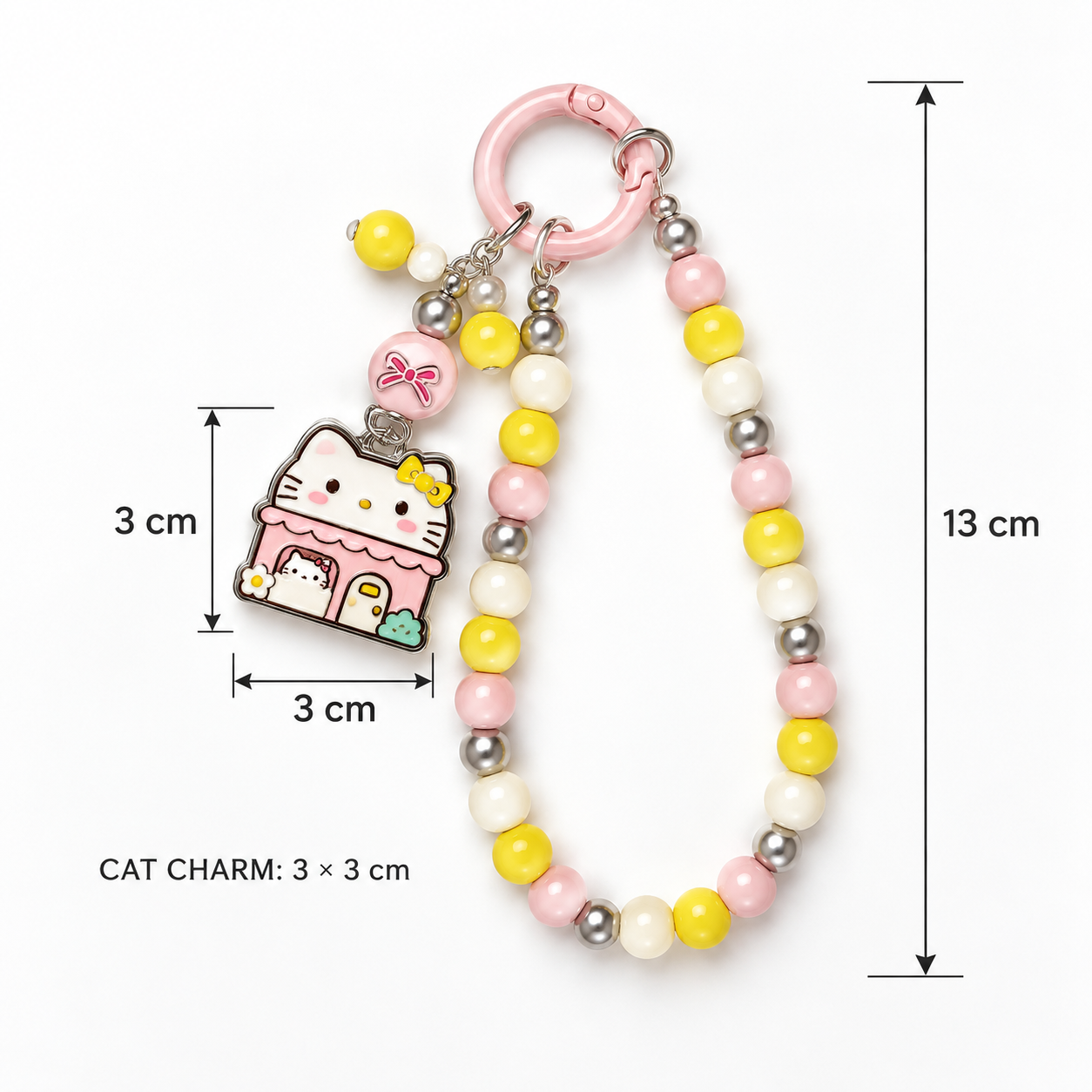 Pastel Cat House Beaded Bag Charm