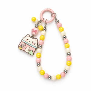 Pastel Cat House Beaded Bag Charm