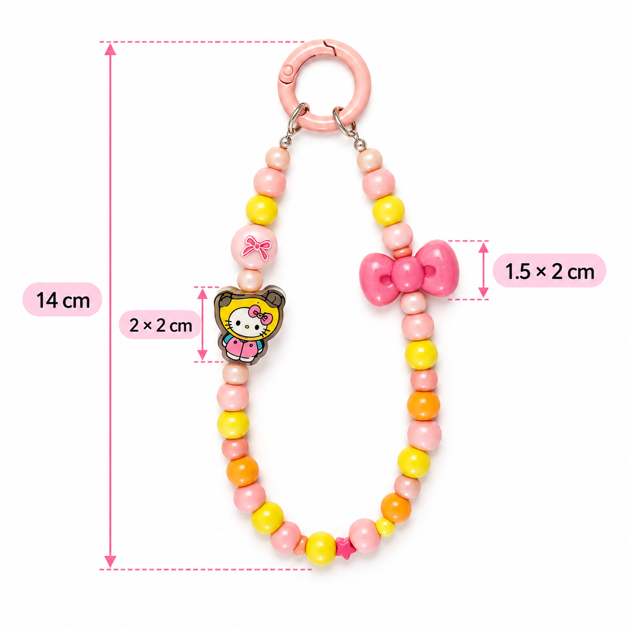 Pastel Cat and Bow Beaded Bag Charm