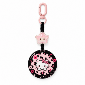 Pink Cat Round Pendant Bag Charm