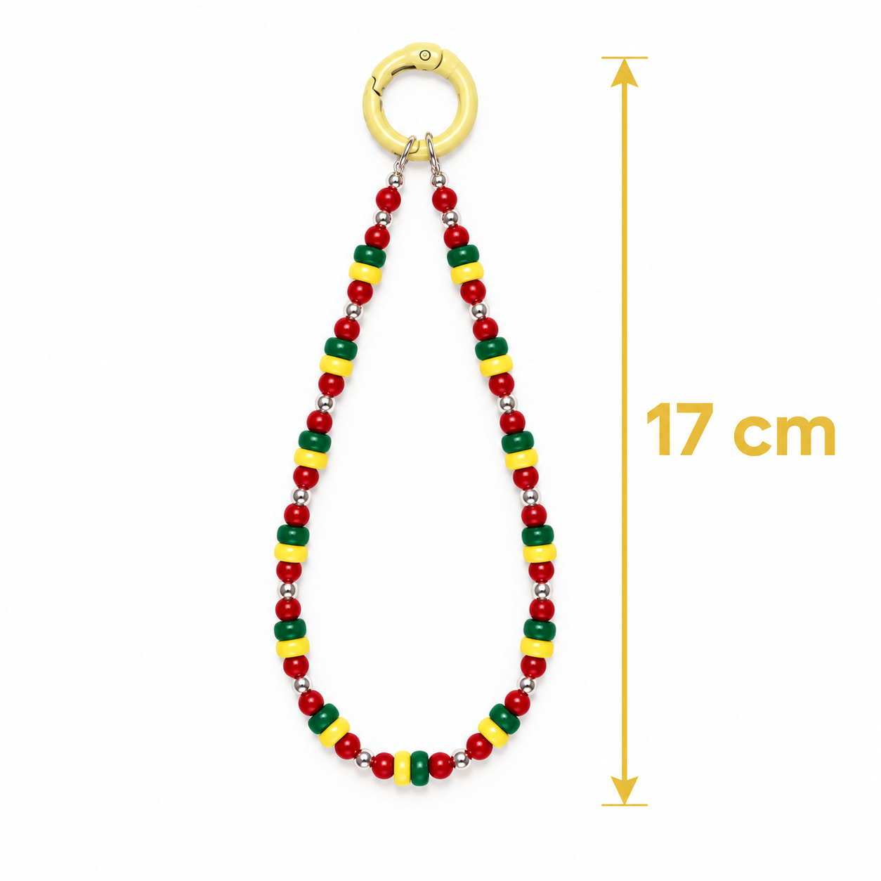 Red Green and Yellow Beaded Bag Charm