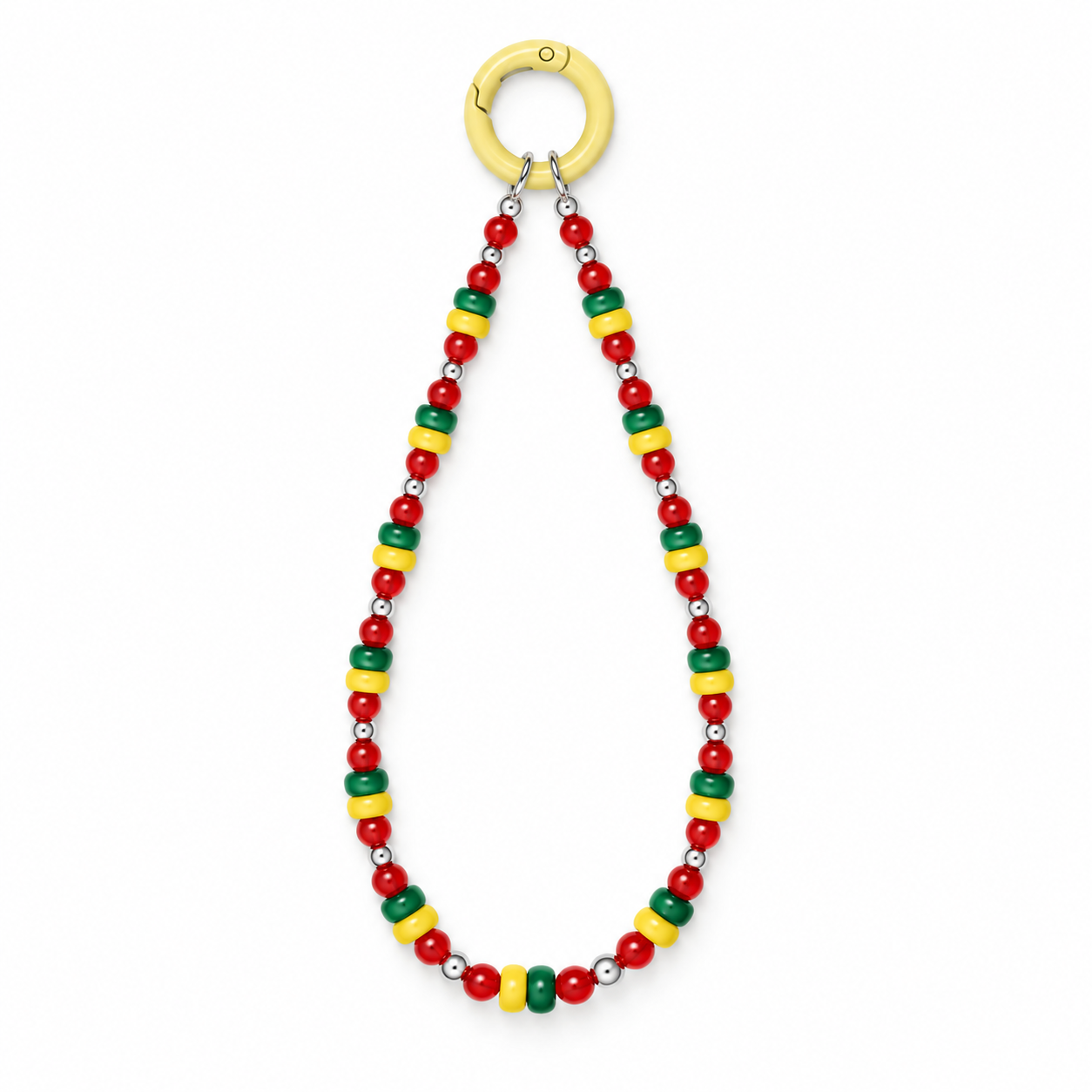 Red Green and Yellow Beaded Bag Charm