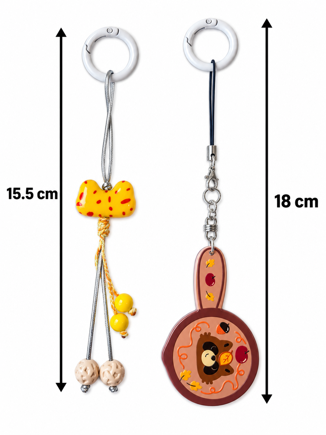Big-Eyed Cat and Raccoon Frying Pan Charm Set – Cute Bag Charms and Keychains