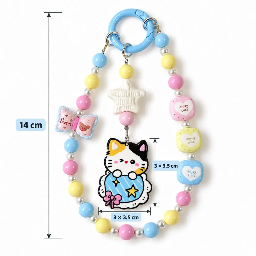 Handmade calico cat phone and bag charm with white star redsacre003-2