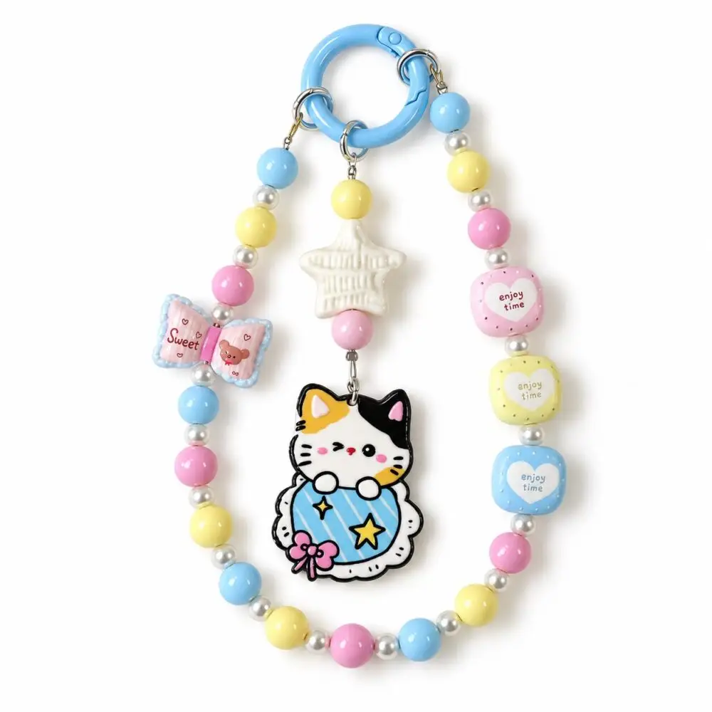 Handmade calico cat phone and bag charm with white star redsacre003-2