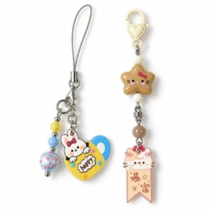 Happy Rabbit Phone Charm & Lucky Star Cat Bag Charm – Cute Cartoon Keychains