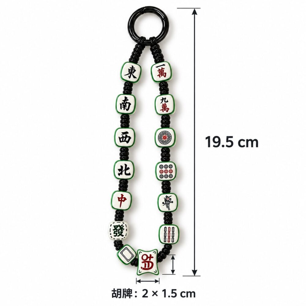 Mahjong Tile Braided Water Bottle Charm Keychain