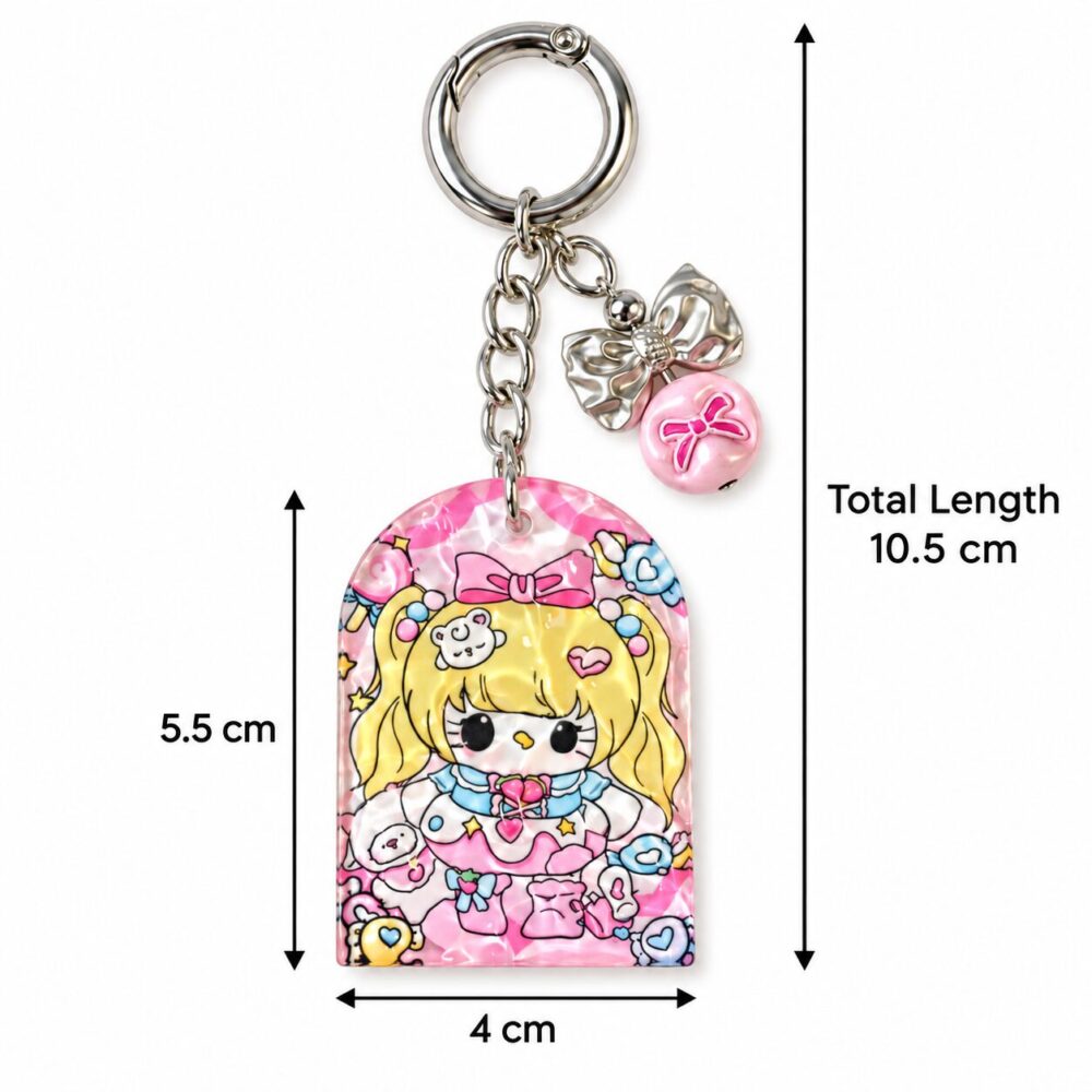 Pastel Cartoon Girl Acrylic Bag Charm Keychain – 10.5 cm