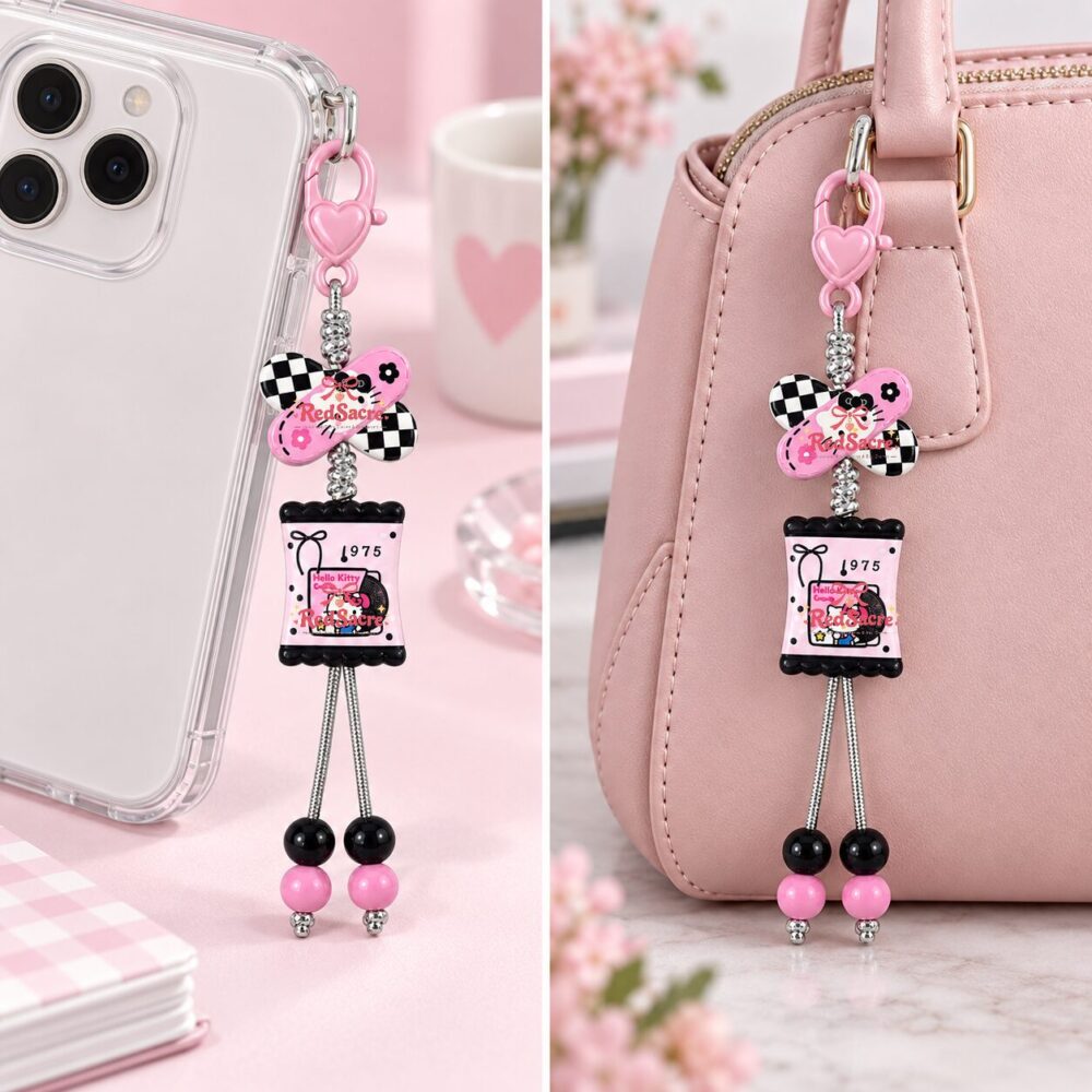Kawaii Pink Clasp Candy Style Bag Chain Charm - Y2K Sweet Aesthetic Phone Lanyard & Keychain (13cm)