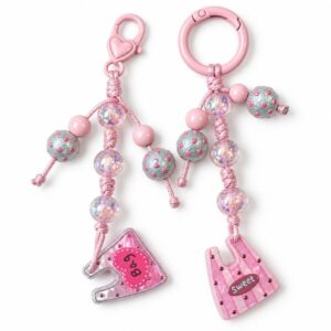 Pink Sweet Bag and Water Bottle Beaded Charm Set