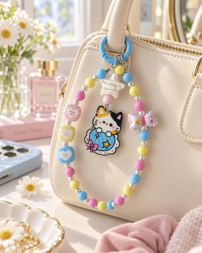 White Star Calico Cat Phone & Bag Charm - Image 3