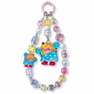Blue Dumbbell Girl Crystal Beaded Phone Charm