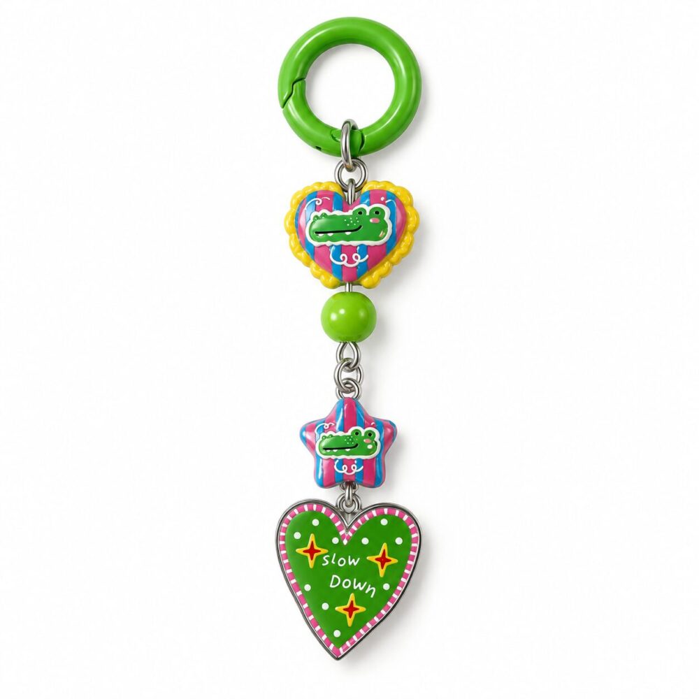 Cute Green Crocodile Heart Phone Charm