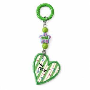 Green “Say Hello” Heart Keychain