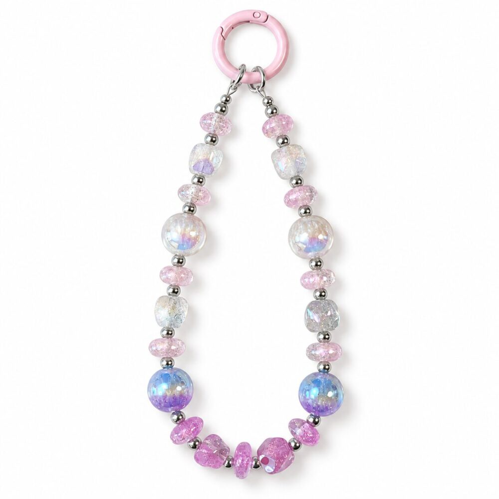 Dreamy Pink & Purple Crystal Beaded Phone Charm