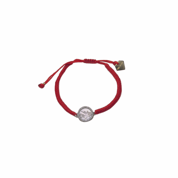 RedSacre Red String Silver Tree of Life Bracelet