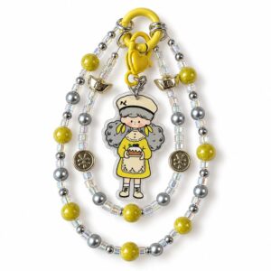 Product Overview:Bring sunny energy and lucky charm vibes to your everyday essentials with the Yellow Cake Girl Beaded Phone Charm & Bag Pendant from redsacre.com. Perfectly blending Japanese kawaii art with modern Y2K beaded aesthetics, this handcrafted piece adds personality to phone cases, backpacks, and luxury handbags. Detailed Features & Highlights:Sweet Cake-Baking Girl Character Pendant: The center acrylic charm highlights an adorable anime-style girl with fluffy grey pigtails, a beret hat, and a vibrant yellow dress with an apron, holding a delicious miniature cake. Layered Multi-Texture Beaded Lanyard:Designed with a dynamic two-ring structure that creates a luxurious, volumetric drop:Inner Loop: Features shimmering iridescent glass beads, silver-grey pearl accents, gold-tone sycee (ingots), and lucky currency coin charms. Outer Loop: Combines rainbow-glimmer crystal beads, metallic silver spacer beads, sleek grey spheres, and olive-yellow marbleized beads. Durable Yellow Dual Clasp System: Includes a powder-coated bright yellow spring ring clip and a heart-detailed lobster clasp for secure, versatile attachment. Check out the complete collection of charms and aesthetic accessories at redsacre.com. Why You’ll Love It:Multi-Use Styling: Functions perfectly as a phone wristlet strap, zipper pull, backpack charm, or key lanyard. Cozy & Lucky Aesthetic: Combines a warm baking-themed character illustration with traditional wealth-attracting gold symbols. Premium Durability: Made with high-clarity acrylic, scratch-resistant enamel gloss, and strong metallic connectors built for daily use. Product Specifications:Brand / Official Store: redsacre.com Style: Kawaii / Y2K / Lucky Charm / Harajuku Character Motif: Girl Holding Cake in Yellow Dress Bead Accents: Iridescent Crystal Beads, Olive Yellow Spheres, Gold Sycee (Ingots), Currency Coins Clasp Type: Bright Yellow Powder-Coated Double Spring Clasp Color Palette: Sunny Yellow, Olive Green, Metallic Gold, Grey, Iridescent Clear